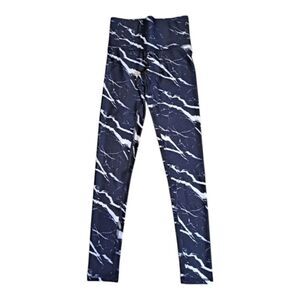 NWOT Terez Hi Shine Leggings $100 Onyx Black Marble Women Size XX Small Graphic